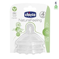 Chicco: Соска для бутылочки Natural Feeling  регулир. поток 4м+ 2 шт