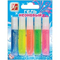 Клей с блестками"Неоновый" 5 цветов, (в блистере)
