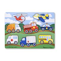 Melissa & Doug: Мои первые пазлы "Транспорт" (с кнопкой, 8 эл.)