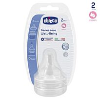 Chicco: Соска для бутылочек Wellbeingсиликон средн поток 2+ 2 шт