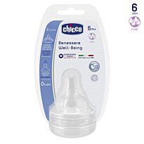 Chicco: Соска для бутылочек Wellbeing силикон для каши 6+ 2 шт