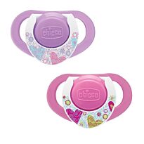 Chicco: Пустышка латексная Physioring роз. 12+ 2 шт