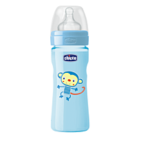 Chicco: Бутылочка "Wellbeing" для кормления силикон 250 мл 2м+, голубой