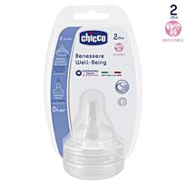 Chicco: Соска  для бутылочек Wellbeing  силикон регул поток 2+ 2 шт