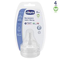 Chicco: Соска для бутылочек Wellbeing силикон быстр поток 4+ 2 шт