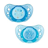 Chicco: Пустышка силикон Physio Air  0+ 2 шт голубая