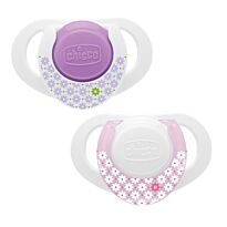 Chicco: Пустышка силиконовая compact роз. 0+ 2 шт