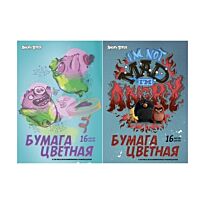 Бумага цветная для детского творчества 16 цв., 16 л., Angry Birds Movie