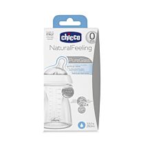 Chicco: Стеклянная бутылочка Natural Feeling 250мл 0м+