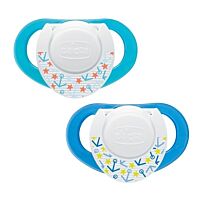 Chicco: Пустышка силикон Physio Compact 6м+ 2 шт. голубой