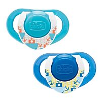 Chicco: Пустышка силикон Physio Compact 12м+ 2 шт голубая