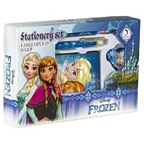 Набор канцелярский "Frozen" Блокнот, шариковая ручка, простой карандаш, ластик, точилка