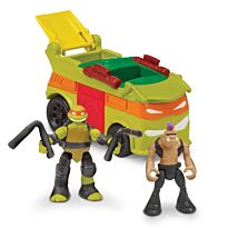 TMNT: MICRO mutants. Вагон Черепашек для ниндзя-вечеринок, с фигурками Майки и Бибопа