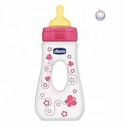 Chicco: Бутылочка Wellbeing для кормления роз. латекс 240 ml 4+