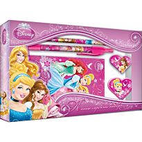 Набор канцелярский в подарочной коробке Princesses: ноутбук 7БЦ, ручка автоматическая, карандаш ч/г