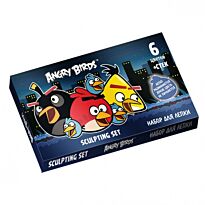 Пластилин 6 цветов + стек, Angry Birds картонная коробка