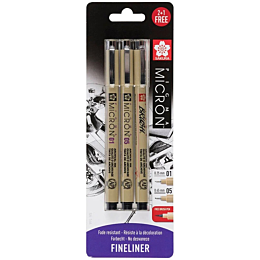 Набор линеров Pigma Micron 3 шт (0.25мм 0.45мм + Ручка Pigma Brush) Черный