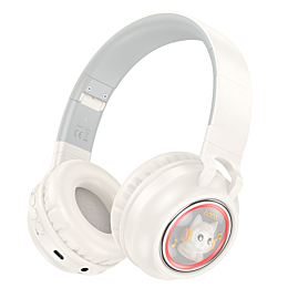 Наушники полноразмерные Hoco W50 Cute fun BT, 400mah (Milky White)