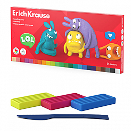 Пластилин классический ErichKrause Jolly Friends 24 цвета со стеком, 432 г