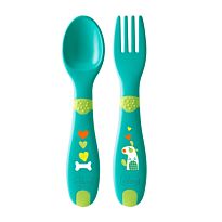 Chicco: Набор пластиковый. FirstCutlery  (лож., вил.)12м+, зеленый