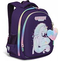 Ранец школьный для девочки Grizzly  "Unicorn" фиолетовый