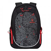 Рюкзак подростковый Grizzly черный - красный "GPS Карта"
