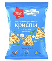 Криспы кукурузно-рисовые цельнозерновые "HAPPY CRISP" Сметана и Лук 50г