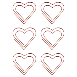 Скрепки фигурные 27мм, Meshu "Hearts", 6шт., пакет с европодвесом