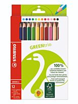 Карандаши цветные STABILO GreenTrio, трёхгранные утолщенные, экологичные, 12 цветов