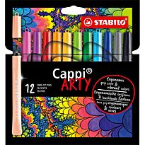 Фломастеры STABILO Cappi, с кольцом для колпачков, 12 цветов (серия Arty)