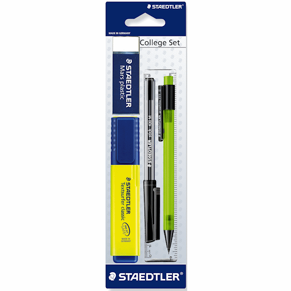 Набор канцелярский College set (текстовыделитель,ручка,карандаш,линейка,ластик)