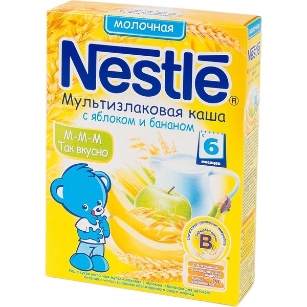 Каша молочная nestle мультизлаковая с яблоком и бананом